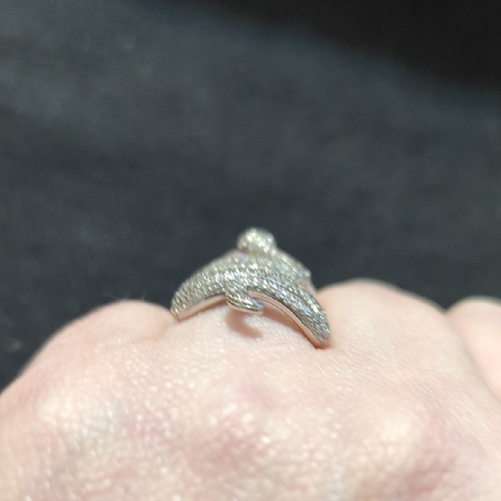 Sterling Silver Clear CZ Snake Statement Ring - size 6 - Picture 4 of 11
